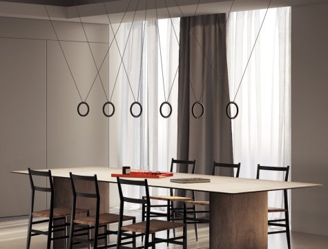 IVY_V_matte black_ 6 lights central canopy black